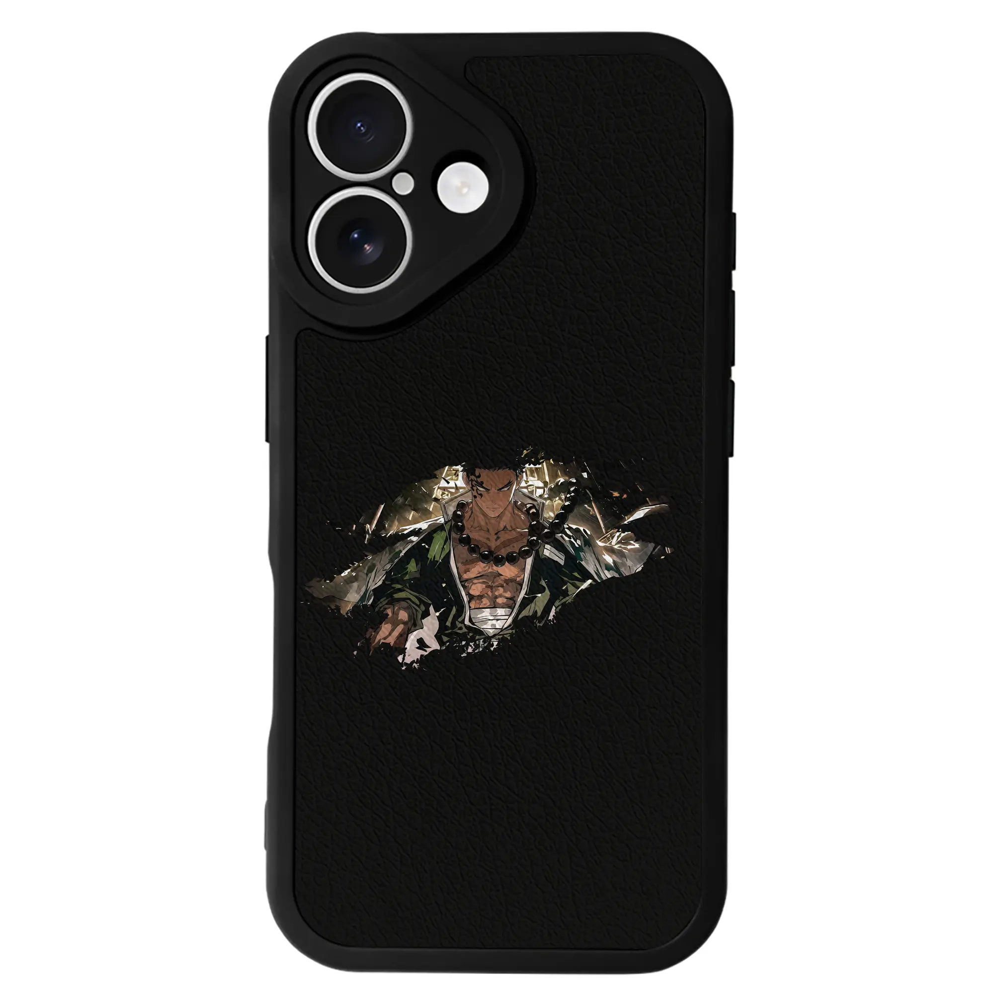 鬼滅の刃 グッズ,悲鳴嶼 行冥 - IPhone 16シリーズ対応 ・ シリコンスマホケース ・ レザー調 ・ 高精度フィット ・ 耐衝撃 ・ ワイヤレス充電対応 ・ 精密カット